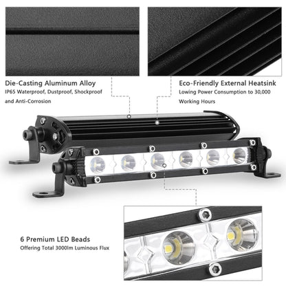 7in LED Light Bar Single Row Offroad Spot Lights 18W Ultra Slim
