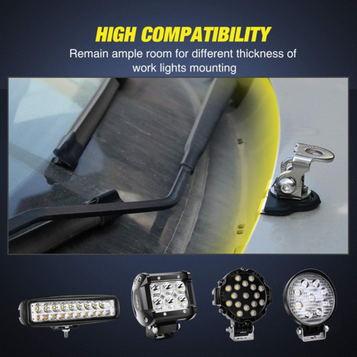 2PCS Pillar Hood Led Work Light Bar Mount Bracket Clamp Holder Offroad