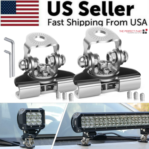 2PCS Pillar Hood Led Work Light Bar Mount Bracket Clamp Holder Offroad