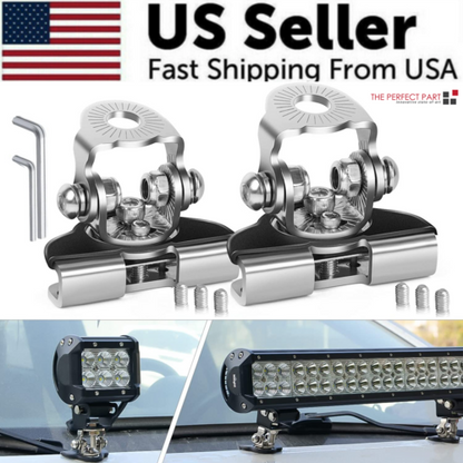 2PCS Pillar Hood Led Work Light Bar Mount Bracket Clamp Holder Offroad