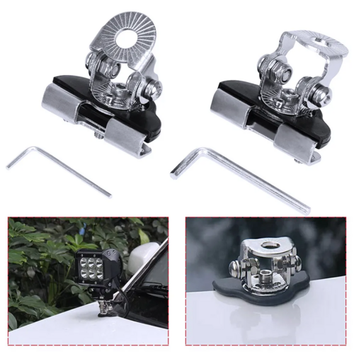 2PCS Pillar Hood Led Work Light Bar Mount Bracket Clamp Holder Offroad