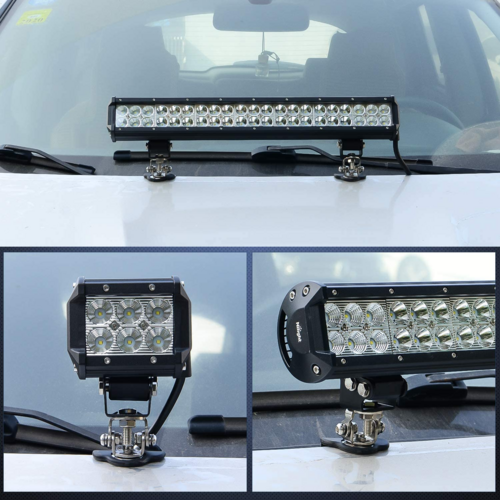 2PCS Pillar Hood Led Work Light Bar Mount Bracket Clamp Holder Offroad