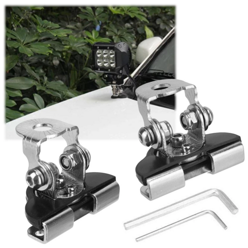2PCS Pillar Hood Led Work Light Bar Mount Bracket Clamp Holder Offroad