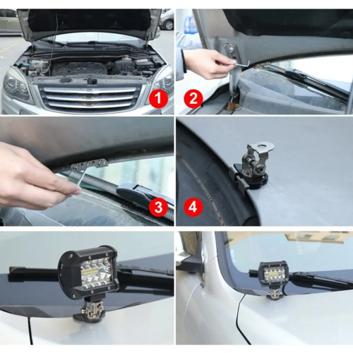 2PCS Pillar Hood Led Work Light Bar Mount Bracket Clamp Holder Offroad