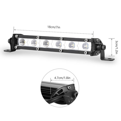 7in LED Light Bar Single Row Offroad Spot Lights 18W Ultra Slim